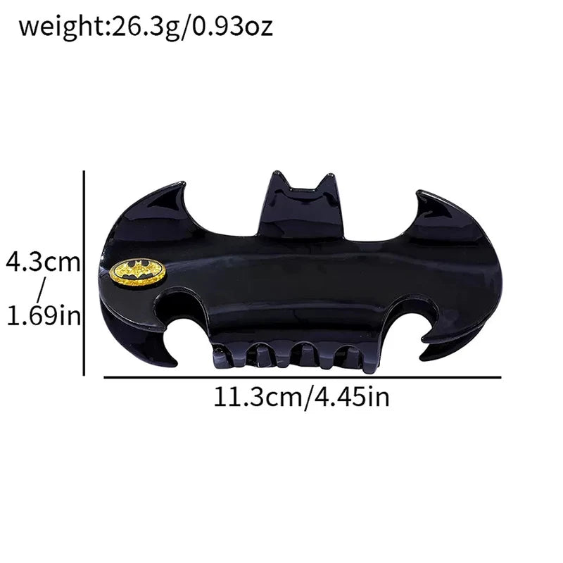 Halloween Black Bat Acrylic Hair Clip - Stylish Ponytail Claw Accessory