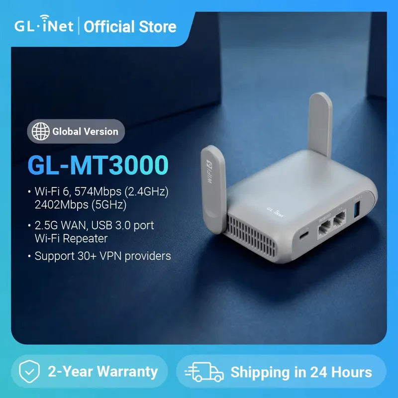 Wi-Fi 6 Travel Router with VPN & Captive Portal - Dual Band Gigabit Support