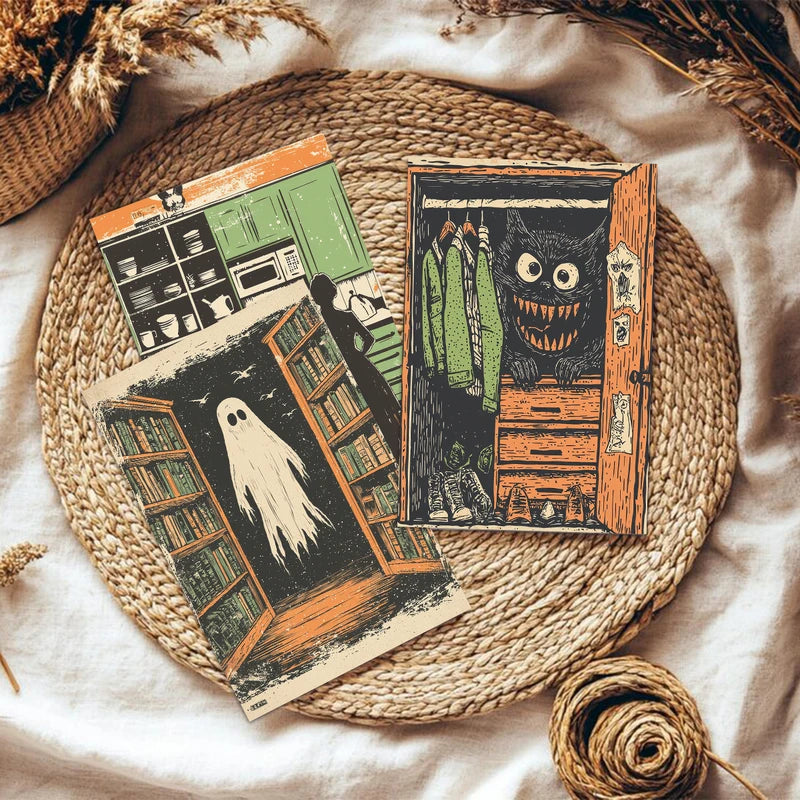 20pcs Spooky Skeletons Halloween Postcards Wall Art Decorations Gift Set