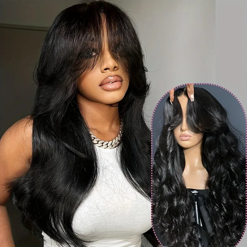 Glueless Human Hair Lace Front Wigs with Body Wave Texture - Pre Plucked, Bleached Knots, 13x4 & 13x6 HD Lace, Natural Black, Various Lengths & Densities