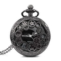 Vintage Steampunk Copper Hollow Gear Pocket Watch Necklace Pendant Chain Men Women Gift