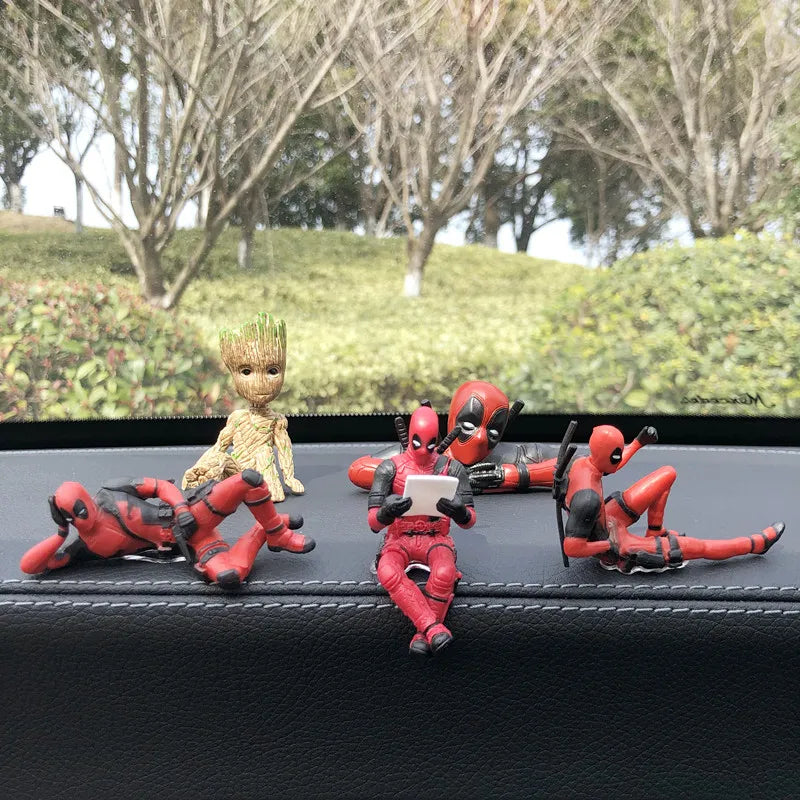 Anime Deadpool Action Figure Car Interior Decoration Toys Sitting Model Mini Figurine Pendant