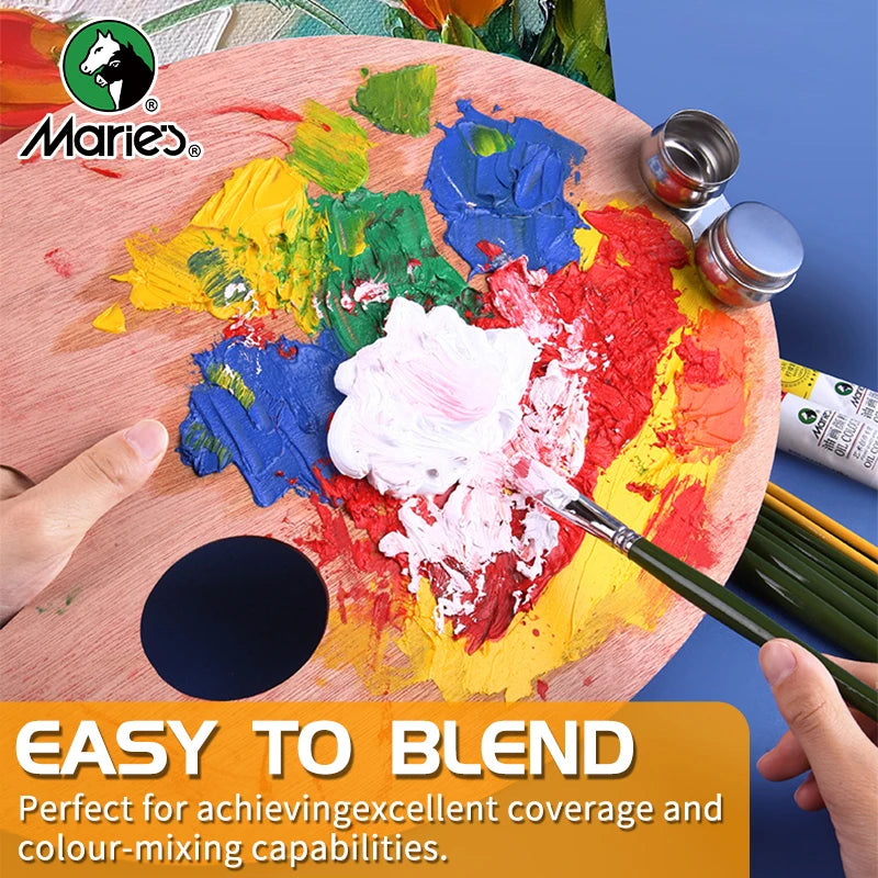 19 pcs Oil Paint Kit with 12 Colors & 7 Brushes - Vibrant Oil Painting Set for Artists