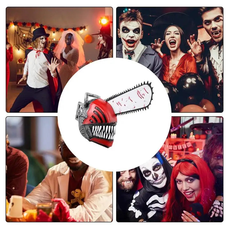 Halloween Horror Chainsaw Mask Latex Role Play Headgear Cosplay Prop