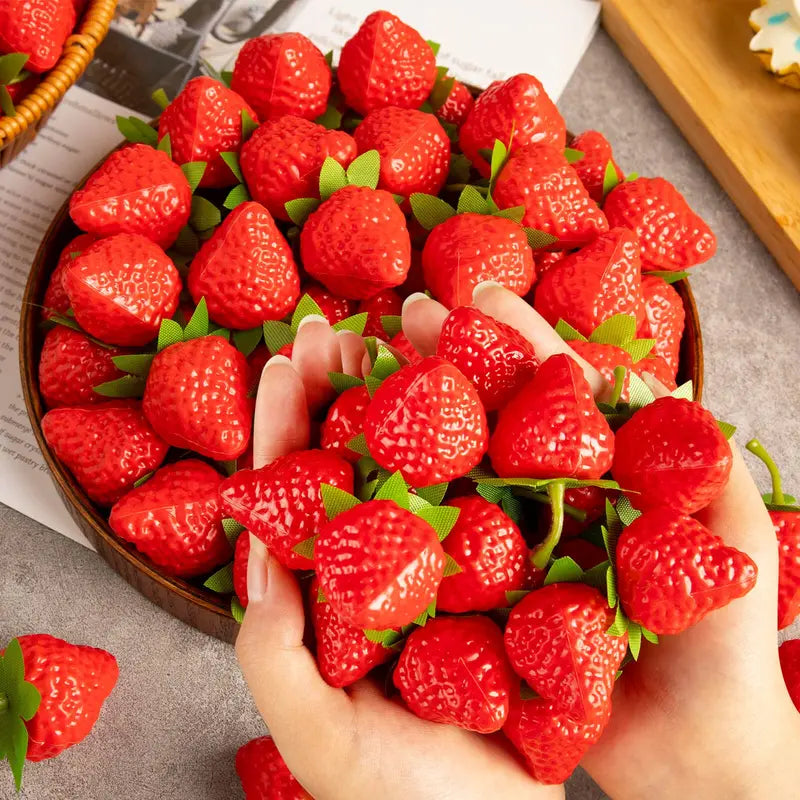 Artificial Strawberry Fake Plastic Fruit for Photography & Decor - 10/20 Pcs