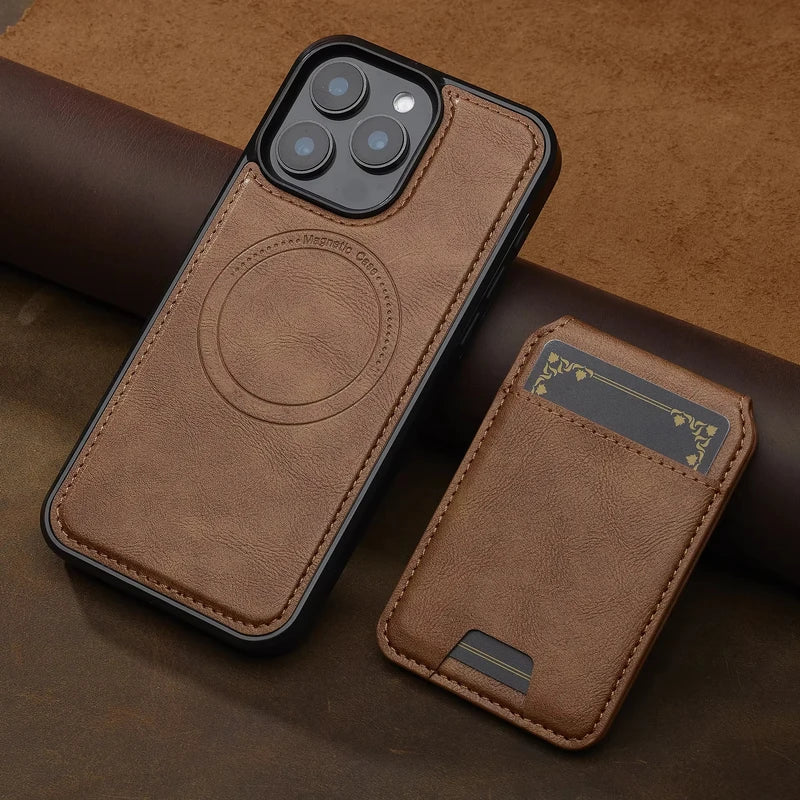 2-in-1 Detachable Leather iPhone Case with Card Pocket and Magnetic Cover