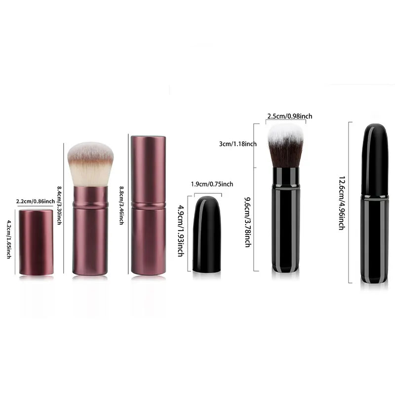 Retractable Makeup Brush Powder Blusher Mini Multi-Function Portable with Aluminum Handle