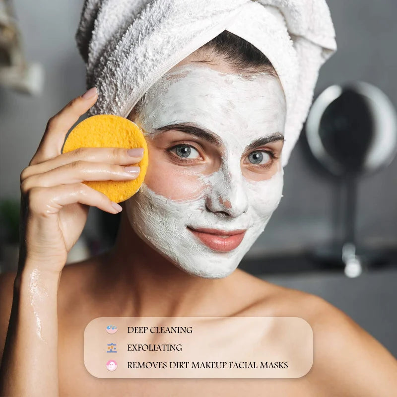12-Pack Compressed Facial Sponges for Cleansing and Makeup Removal - Soft Exfoliating Pads