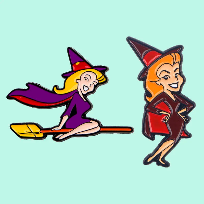 2pcs Cartoon Sorceress Enamel Pins Metal Brooch Backpack Hat Bag Badge Gift