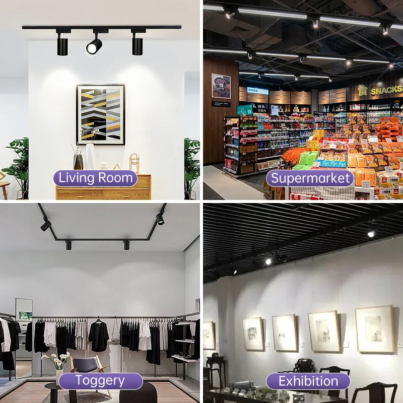 LED Track Light Ceiling Spotlight 12W-50W COB Rail Lamp for Living Room Shop