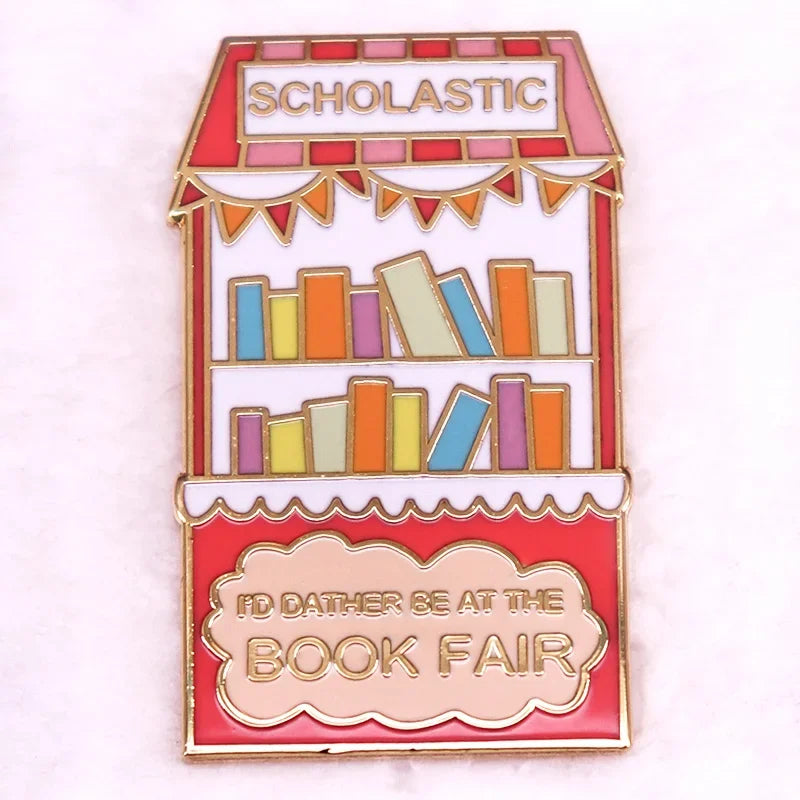 Cute Book Collection Enamel Pins Set - Letters Flowers Library Badge Brooch Jewelry Gift