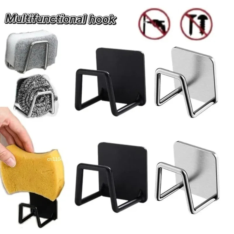 Stainless Steel Sink Sponge Holder Rack Wall Mount Organizer Kitchen Drainage
