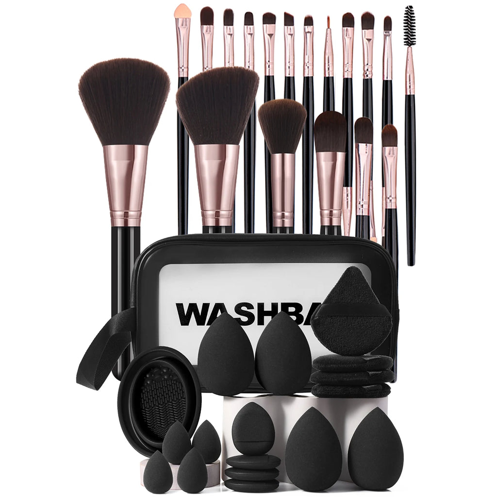 36Pcs Makeup Tool Kit with Brushes Sponges & Storage Bag - Professional Cosmetic Set
