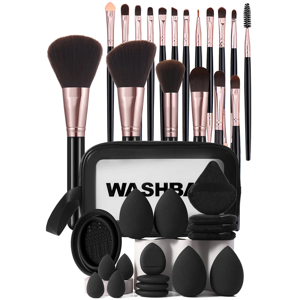 36Pcs Makeup Tool Kit with Brushes Sponges & Storage Bag - Professional Cosmetic Set