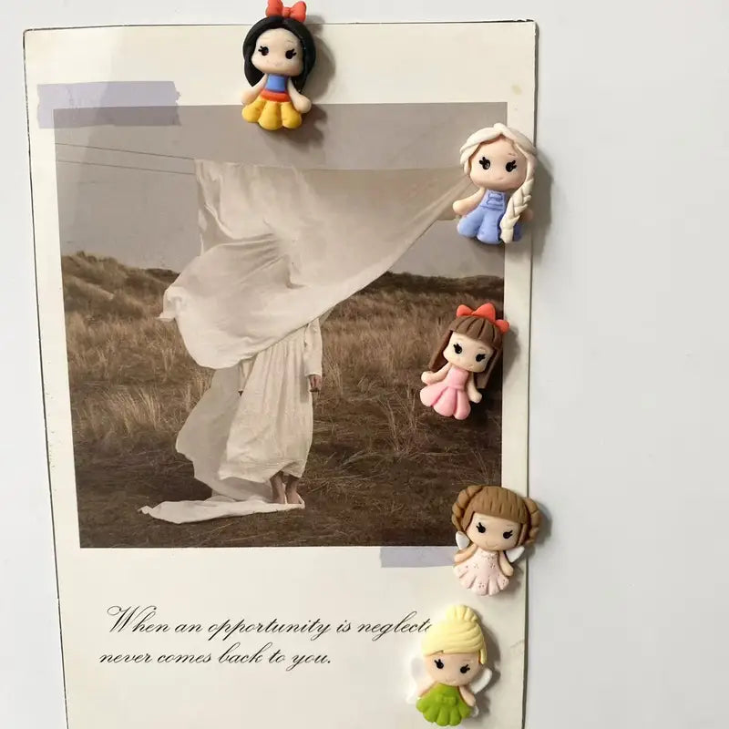 10pcs Mini Princess Refrigerator Stickers Resin Magnet Cute Photo Message Decor