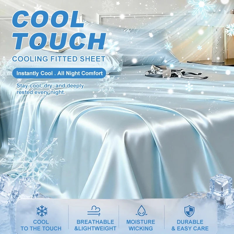 Breathable Summer Cooling Bed Sheet - Ice Silk Flat Sheet for Luxury Bedding