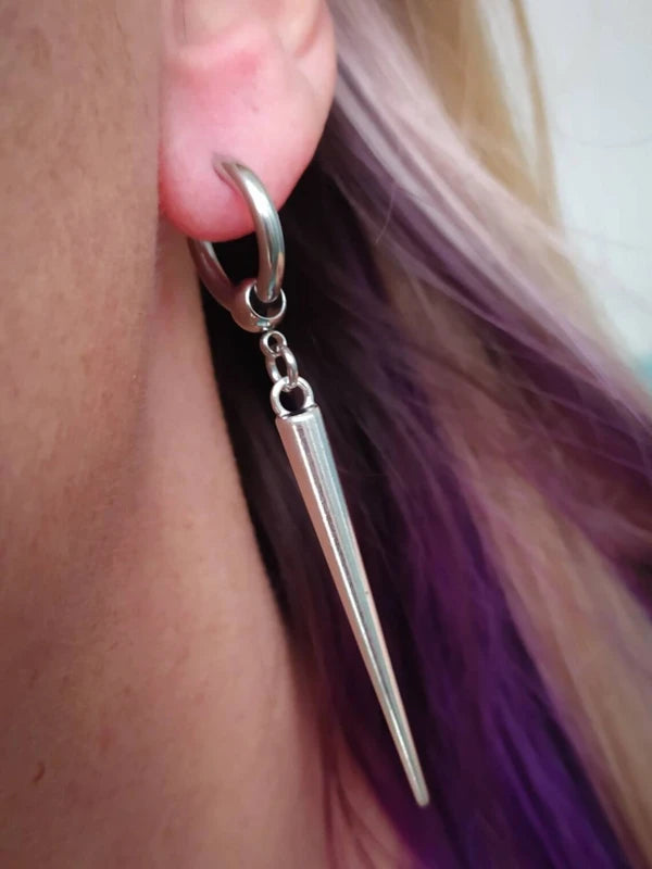 Large Spike Huggie Hoop Earrings Gothic Punk Emo Alternative Jewelry for Women & Men