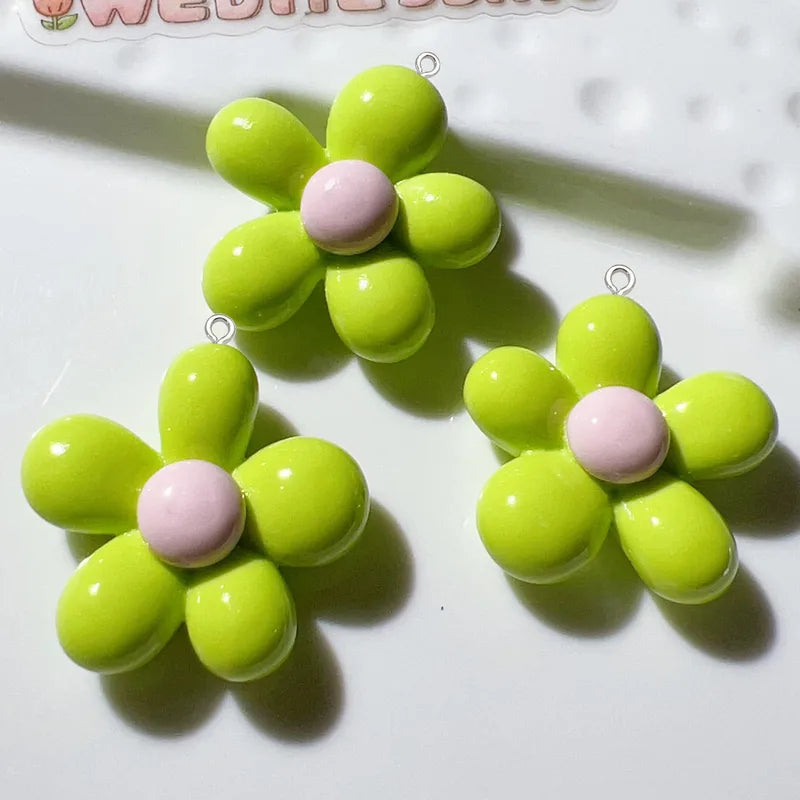 Colorful Flower Resin Charms Set for Jewelry & Crafting - 10 Pieces