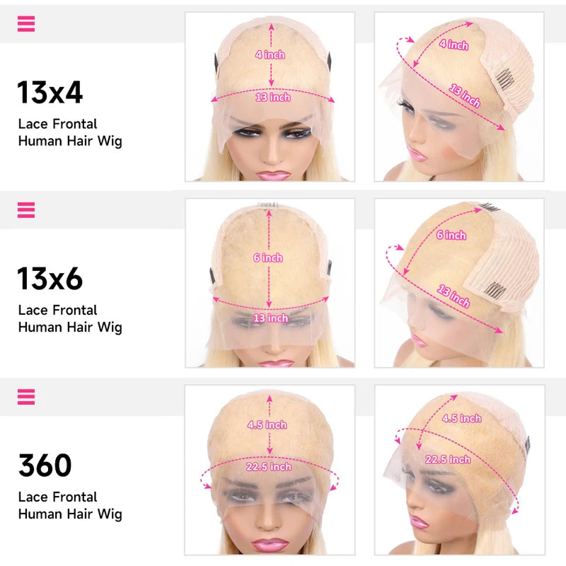 HD Lace Front Wig 13x4 13x6 360 Straight Human Hair 30-40 Inches Brazilian