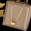Luxury Titanium Steel Heart Love Square Necklace Pendant Chain for Women
