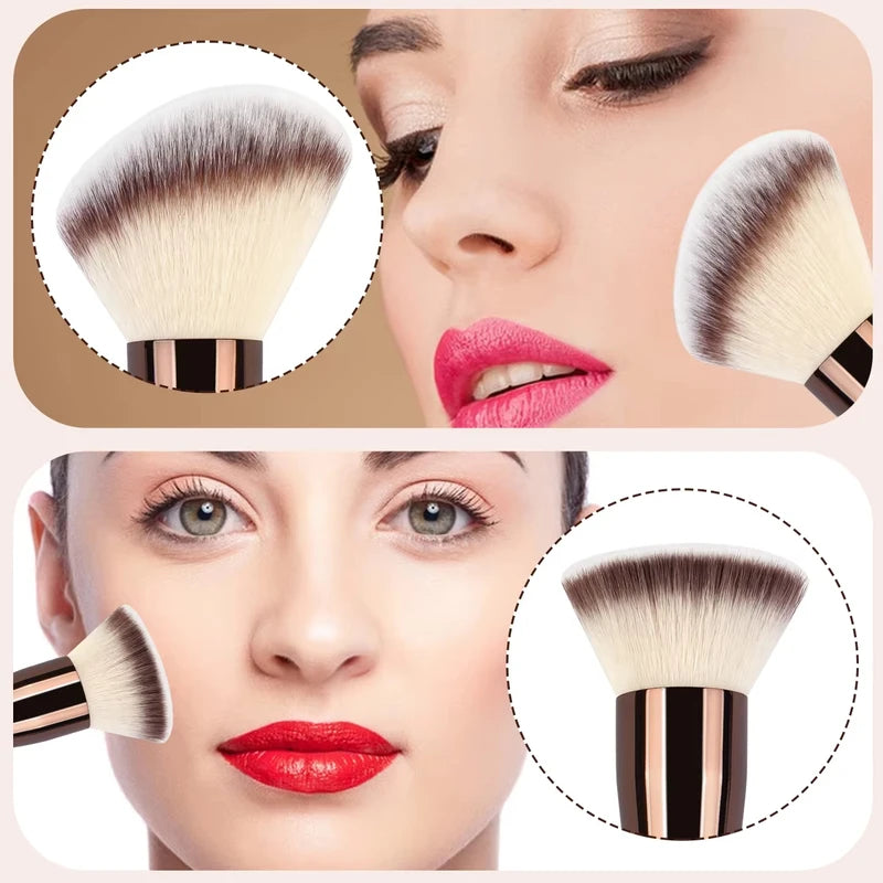 Double Ended Contour Makeup Brush for Foundation, Powder & Blush - Soft Dense Bristles