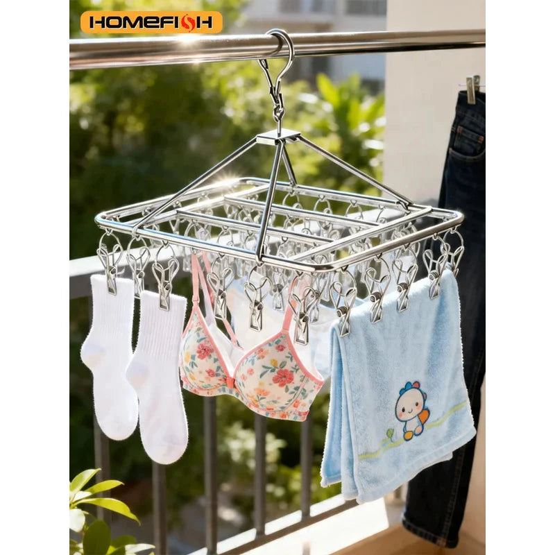 Stainless Steel Windproof Clothespins for Laundry, Towels, Socks & Bras