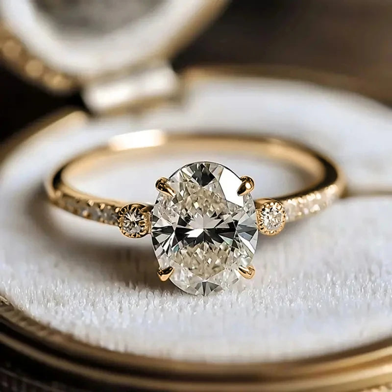 Fashion Women Ring with Cubic Zirconia - Gold Color Engagement Jewelry