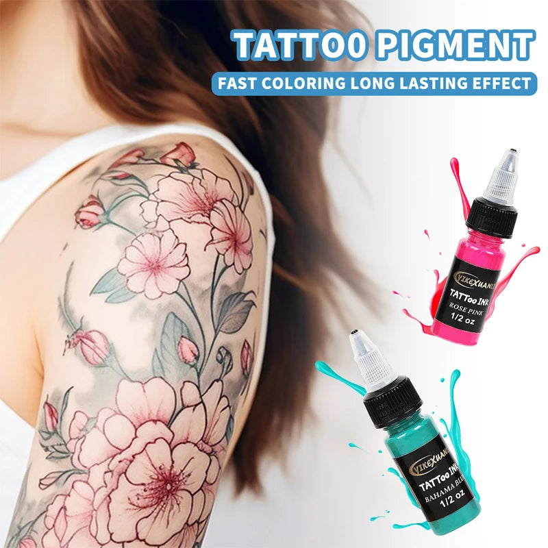 14-Color Tattoo Ink Set - Professional Body Art Pigments for Permanent Makeup