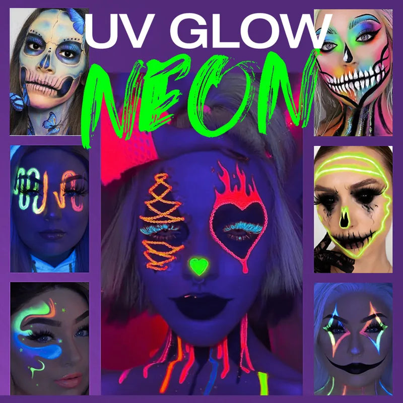 12-Color Waterproof Face & Body Paint Stick Neon Makeup Halloween Cosmeti