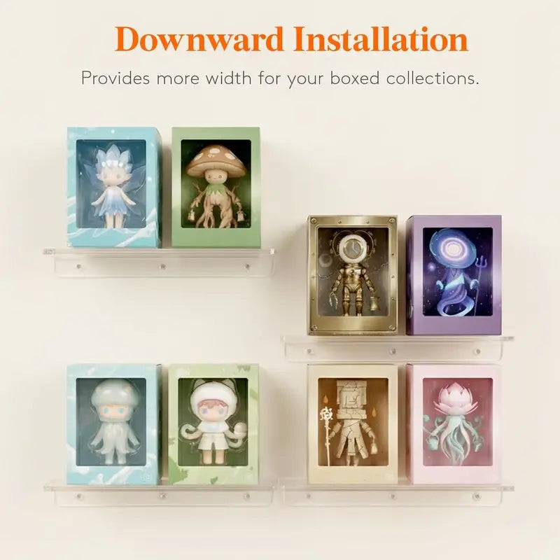 Floating Wall Shelves Set - Acrylic Display Shelves for Books, Decor, Figures, Bathroom & Bedroom
