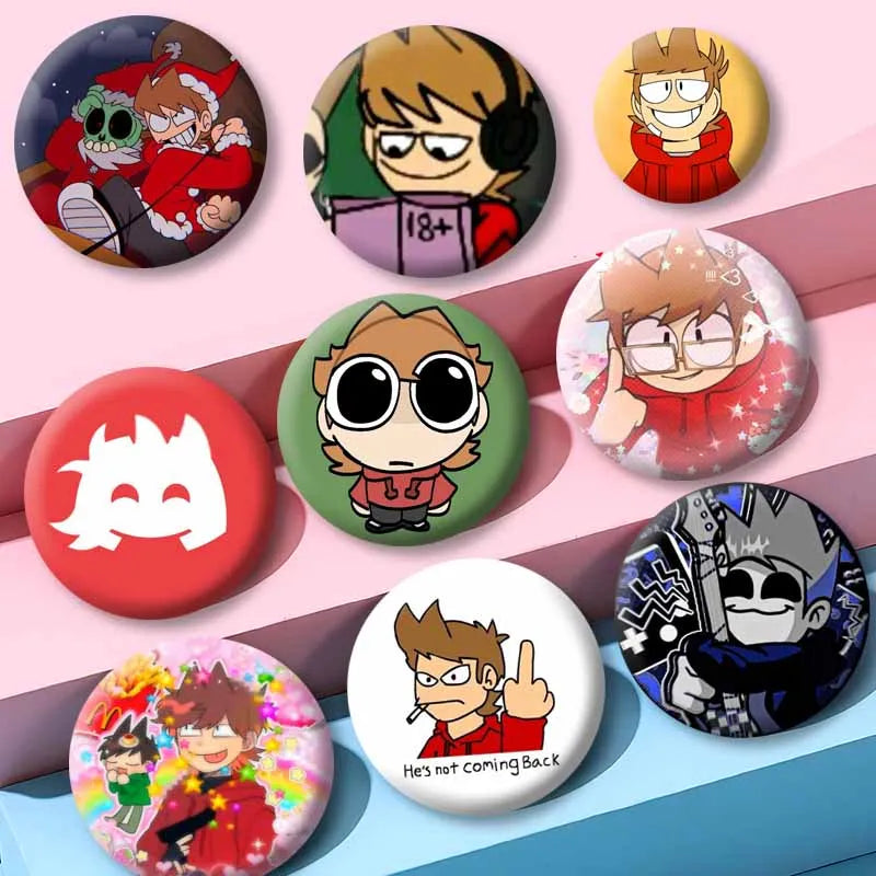Anime Eddsworld Tord Coin Brooch Pin - Handmade Cartoon Role Play Badge