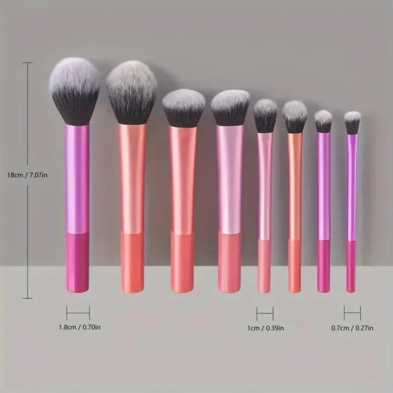 8pcs Makeup Brush Kit with Synthetic Hair - Foundation, Blush, Eyeshadow & More