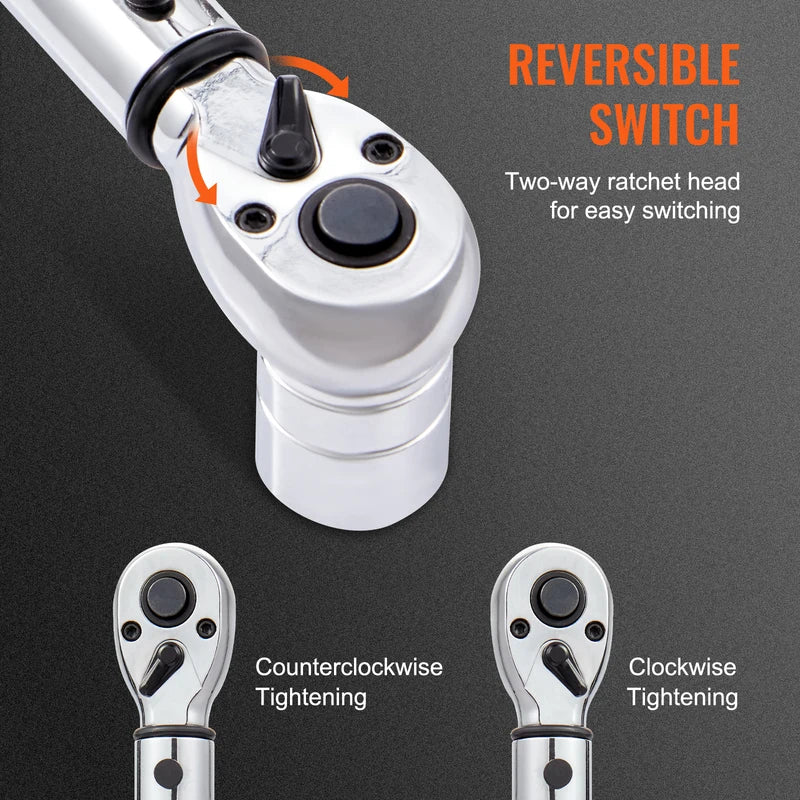 Mechanical Torque Wrench Set with Dual-Range Adjustable Drive - Professional Tool Kit