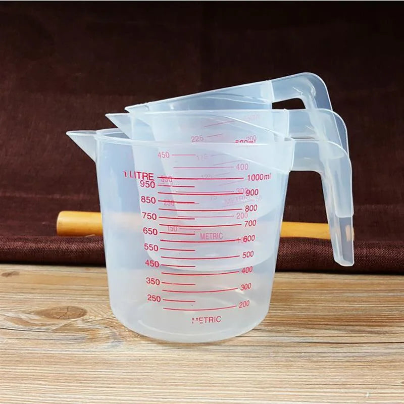3-Piece Liquid Measuring Cups Set 250ml 500ml 1000ml Kitchen Baking Tools