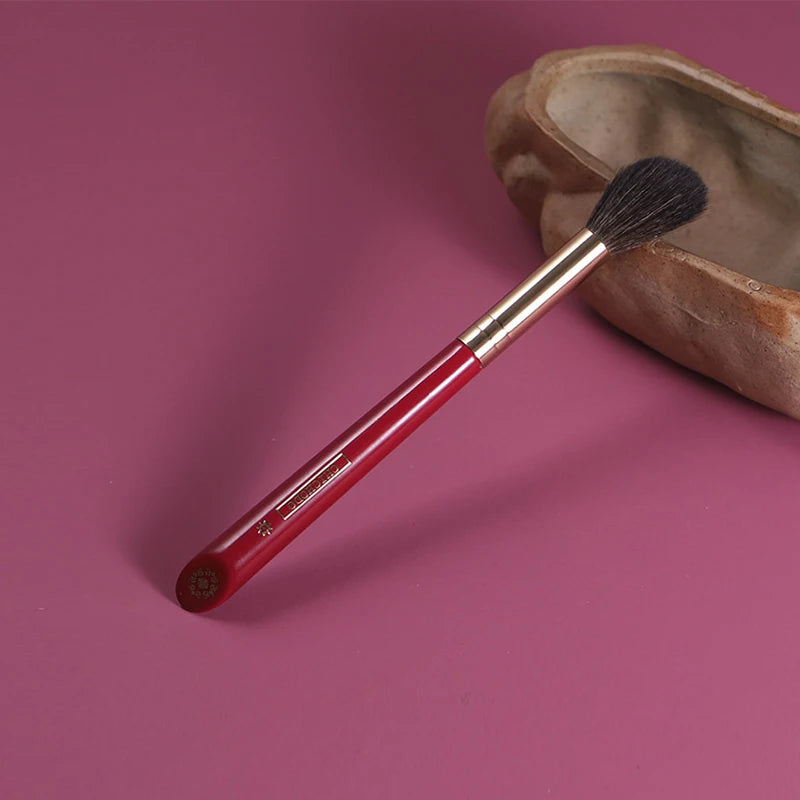 Luxury Makeup Brush Set - Soft Animal Hair Powder & Blush Brushes - Red Rose Collection