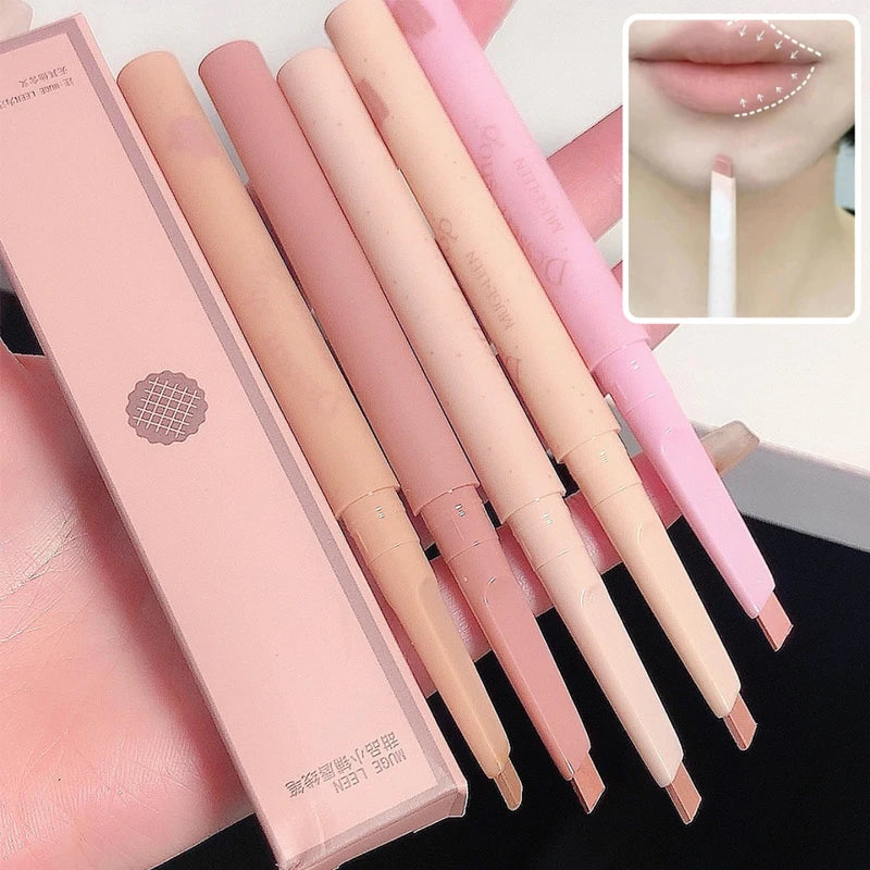 Waterproof Lip Liner Pencil - Automatic Rotating, Long-Lasting, No Color Outline