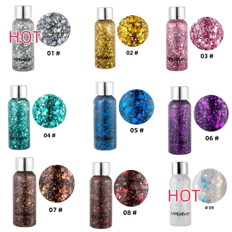 Multipurpose Body & Hair Glitter Gel - Waterproof Sparkling Sequin Makeup Decoration