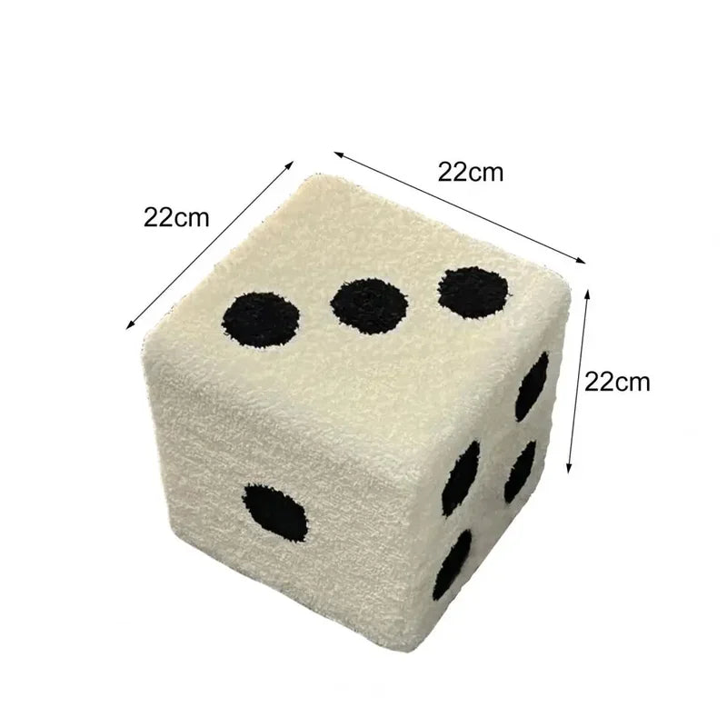 Cubic Imitation Lamb Wool Shoe Stool — Creative Dice-Shaped Wooden Furniture