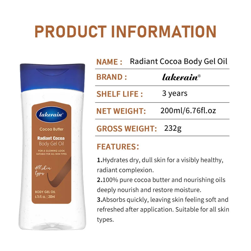 Moisturizing Cocoa Body Oil - Nourishing Gel Oil for Massage 200ml