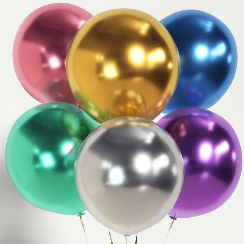 18-Inch Metallic Latex Balloons for Party Decorations - Gold, Silver & More
