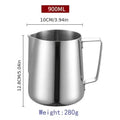 Stainless Steel Frothing Pitcher with Scale - 350/600/900ml Milk Steamer for Coffee & Latte