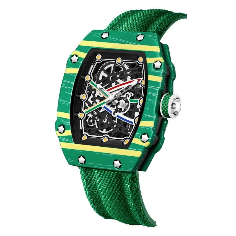 Trendy Ultra-Thin Wine Barrel Shaped Nylon Belt Quartz Watch - Fashionable Timepiece