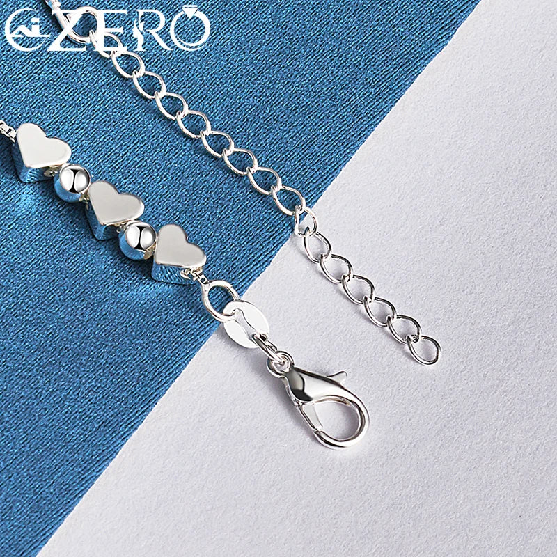Gold-Plated Silver Heart Beads Chain Bracelet for Women - Wedding & Fashion Jewelry