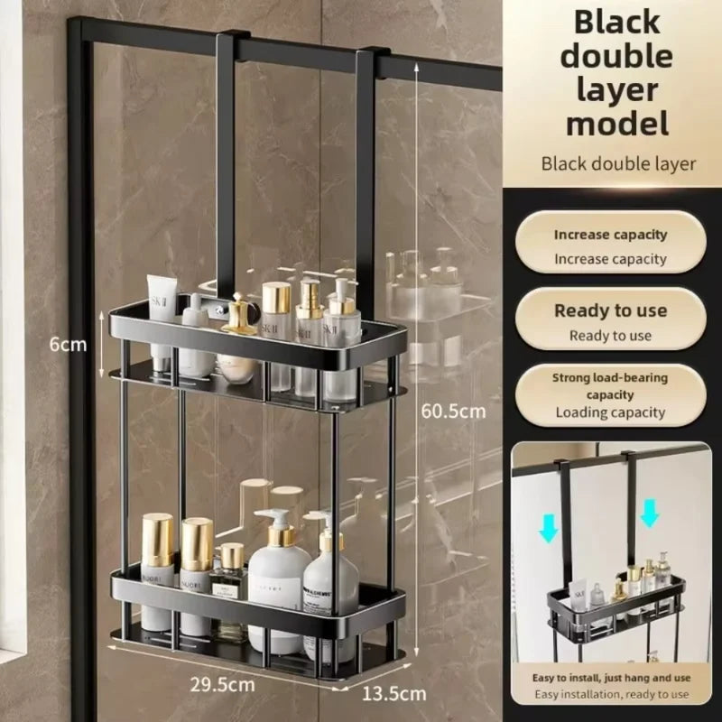 2-Tier Over Door Shower Caddy No Drill Rustproof Bathroom Organizer