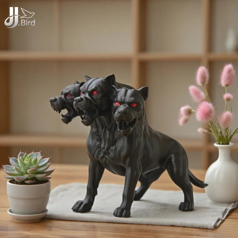 Gothic Three-Headed Dog Statue Ornament Halloween Thanksgiving Decor - Indoor & Outdoor