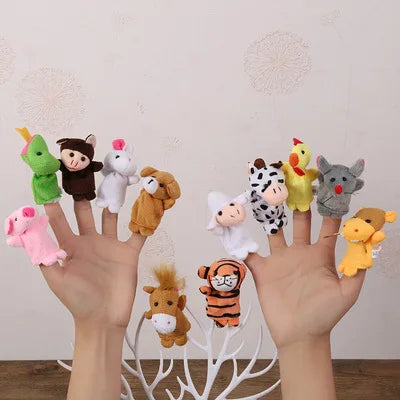Kids Cartoon Hand Puppet Set - Plush Finger Dolls for Early Education & Play