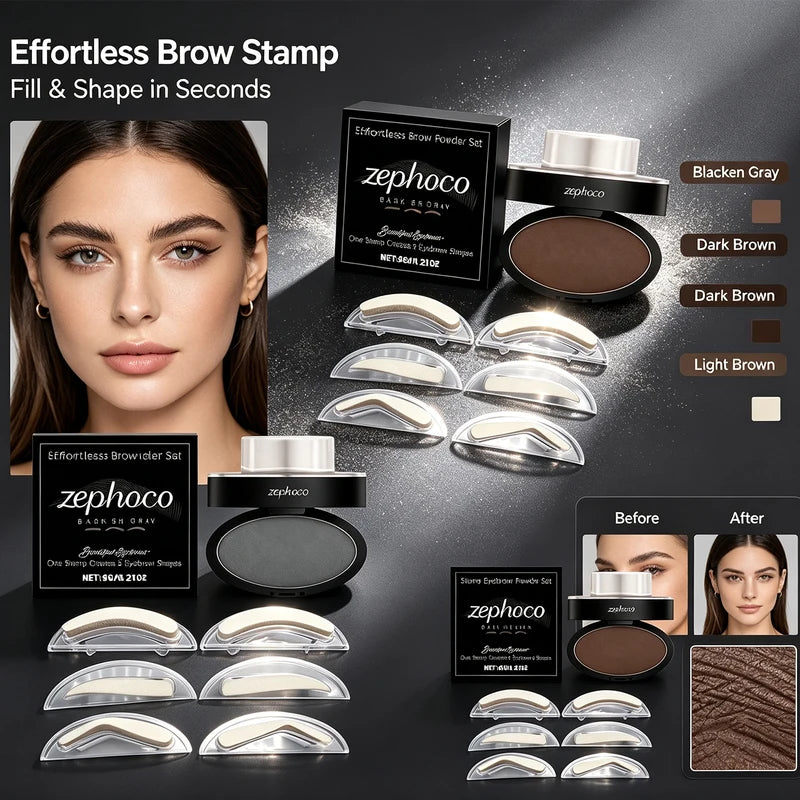 Waterproof Eyebrow Stamp Kit with Stereo Shaping & Stencils - Natural & Bold Looks