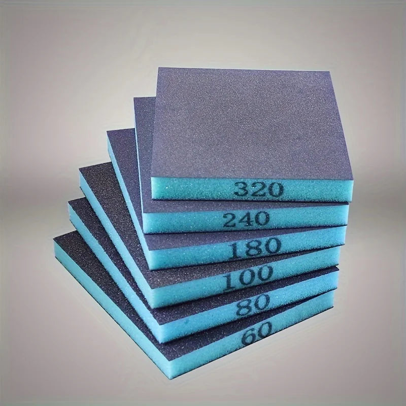 6PCS Washable Sanding Sponges 60-320 Grit Wet Dry Abrasive Blocks for Metal Wood Polishing