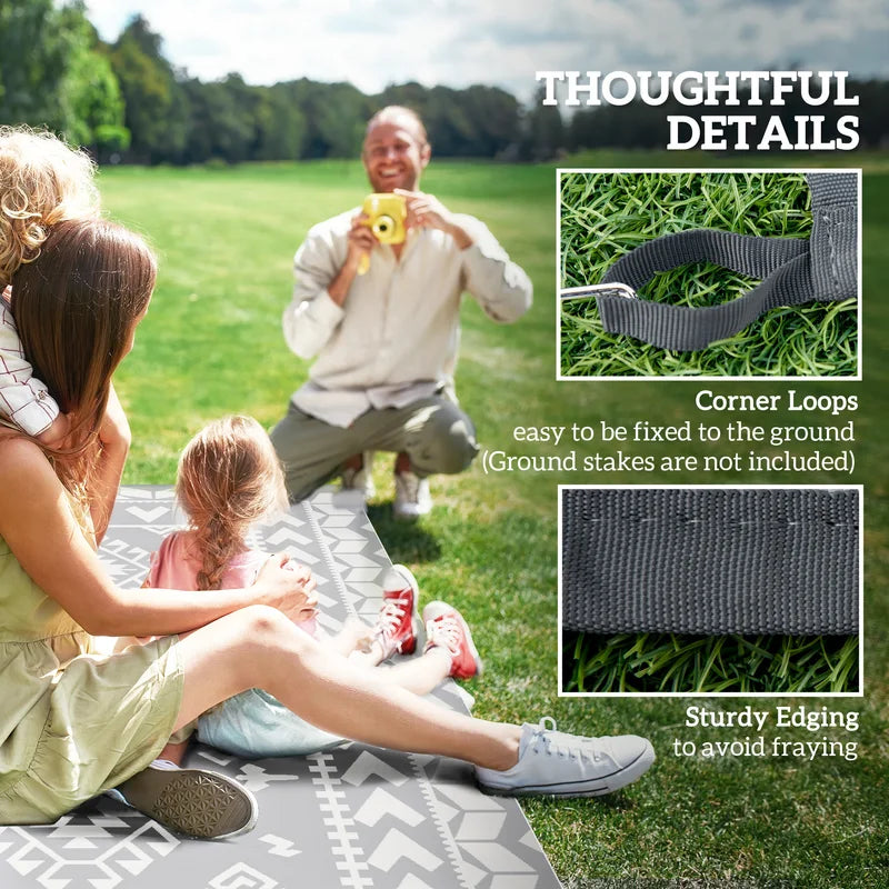 Large Outdoor Rhombus Patchwork Rug 9x12 ft Non-Slip Patio Floor Mat
