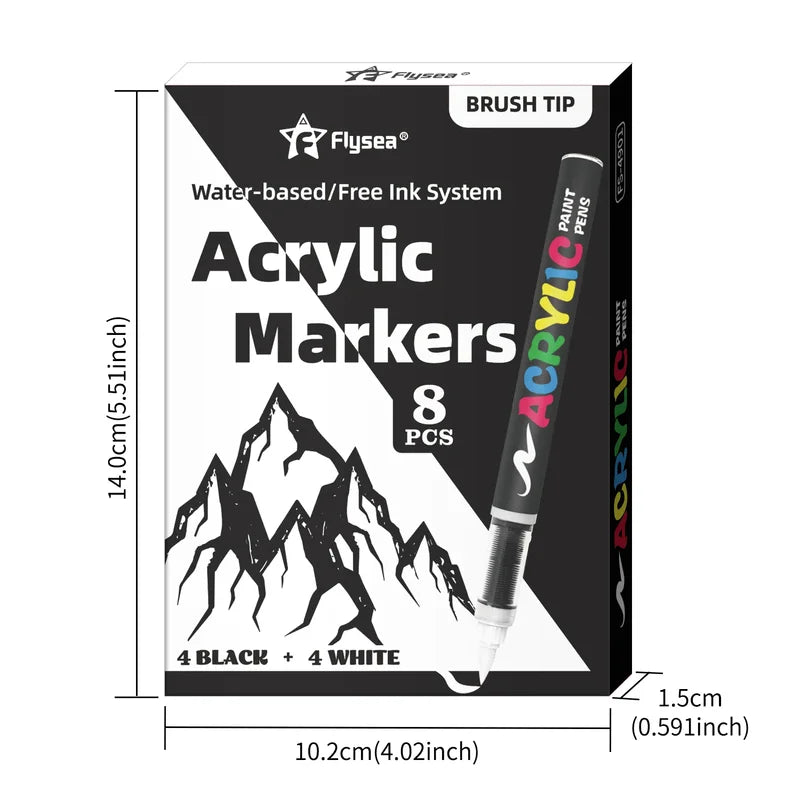 8pcs Acrylic Paint Markers Set with Large Ink Capacity for Illustration and Crafting
